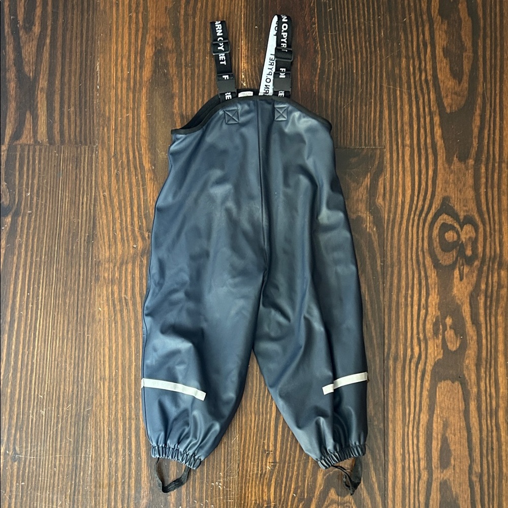 Polarn O. Pyret Fleece-Lined Navy Kids Waterproof Overalls